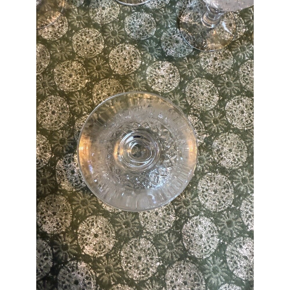 4 Duncan Miller Sandwich Clear Ice Cream Dishes Set Vintage Scroll Etch MCM Lot - Picture 5 of 5
